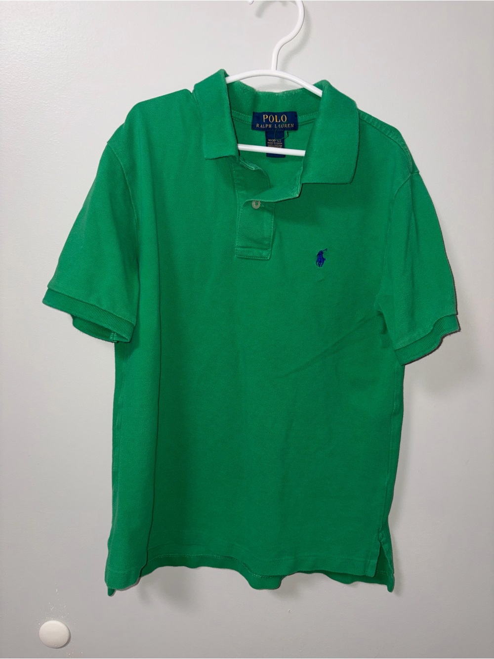 Polo Ralph Lauren Solid Green 100% Cotton Polo Boys M 10/12 Preppy